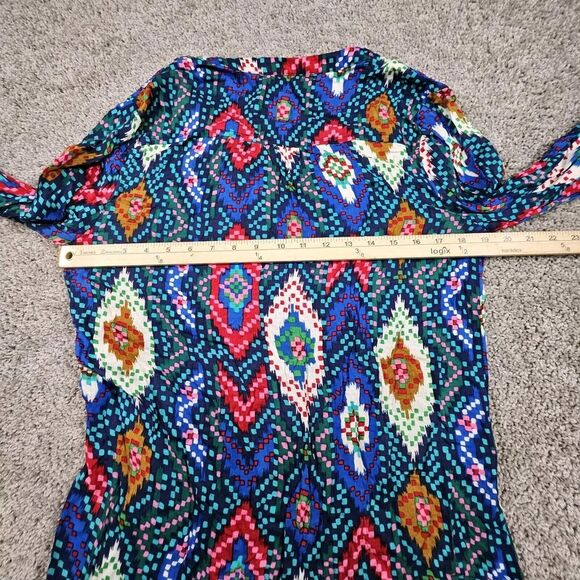 Anthropologie Maeve Blouse Womens Size 8 Topoxte Dropwaist Ikat Western Aztec‎ - Picture 9 of 10
